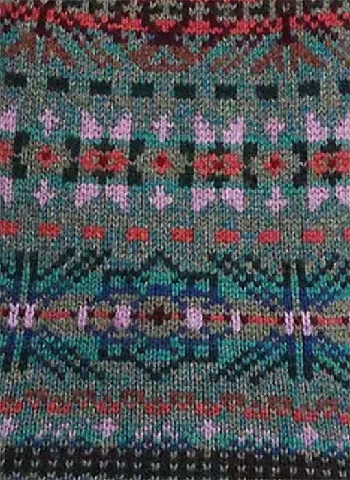 blue green purple fairisle knitted swatch