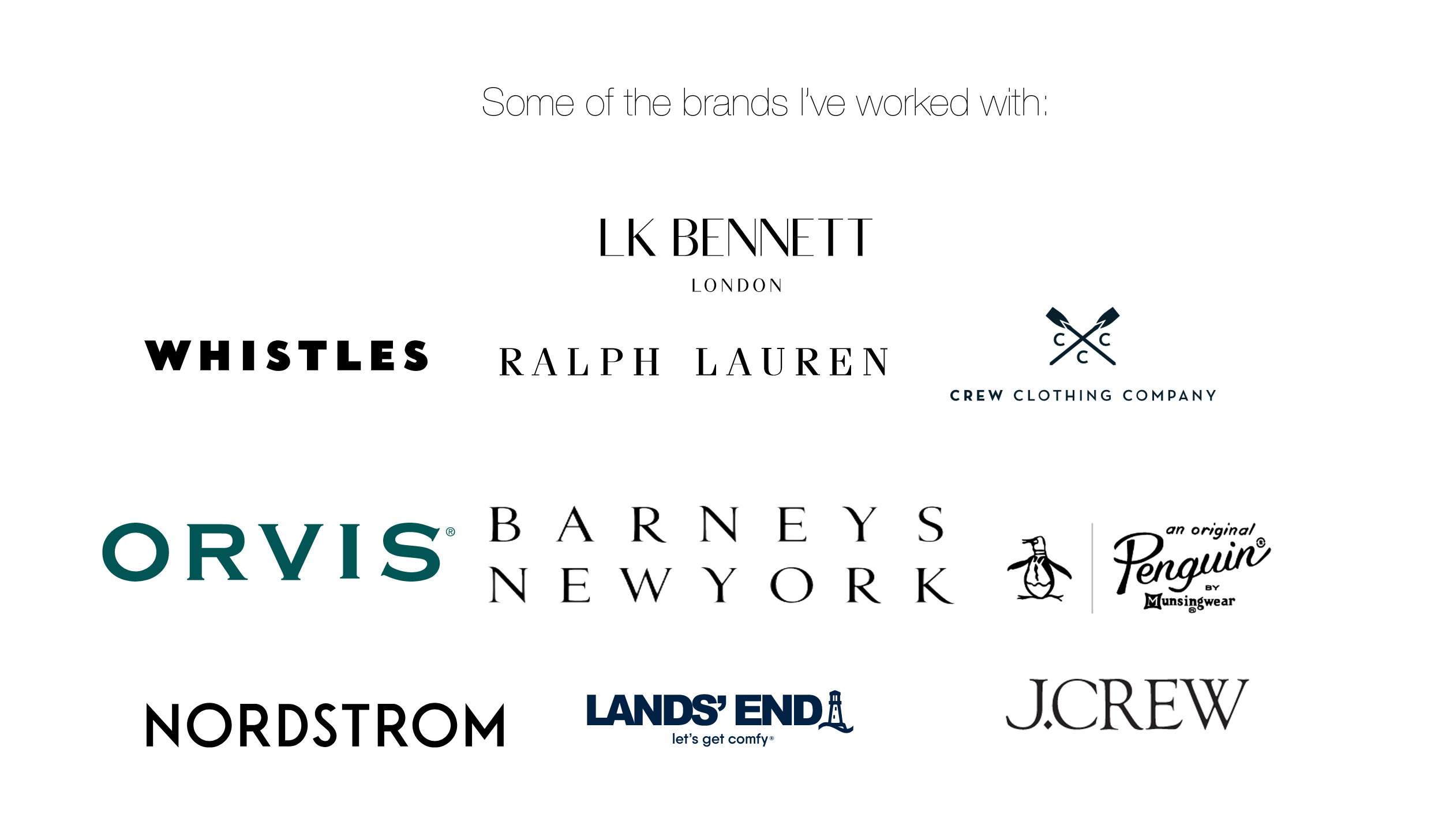 Brand logos for website copy Brands I've worked with Kate Knight